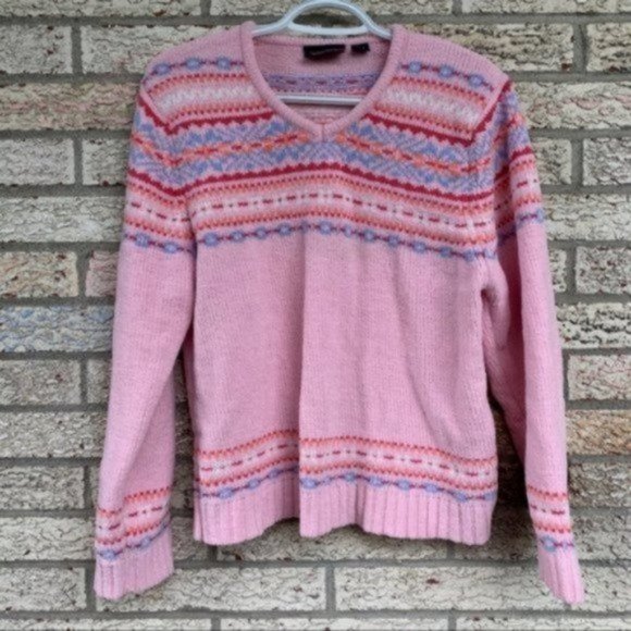 Vintage fair isle DanverHayes Super Soft Pink Sweater Top size women XL - Picture 1 of 10